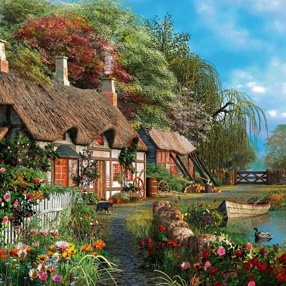 New sealed Ravensburger 300 pcs Large Format Puzzle-Cottage on A Lake - Picture 3 of 14